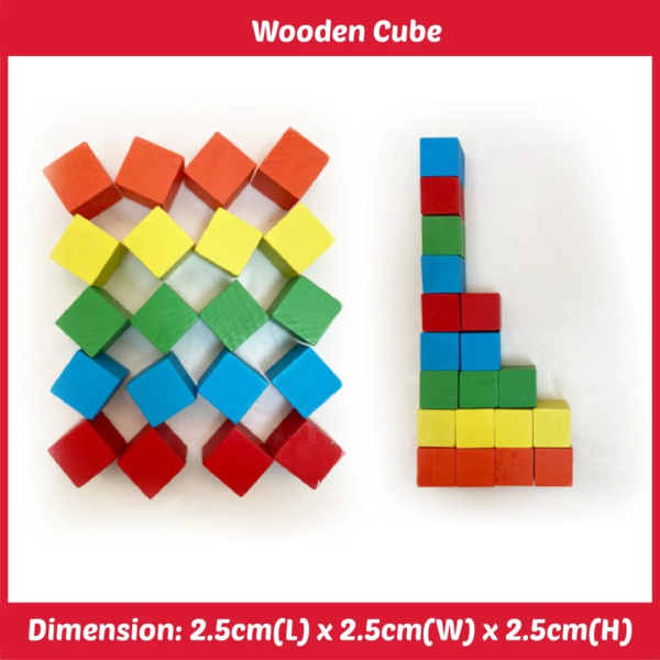 Wooden Cube Colourful & Natural Wood Colour 2.5cm (Ready Stock) - Image 8