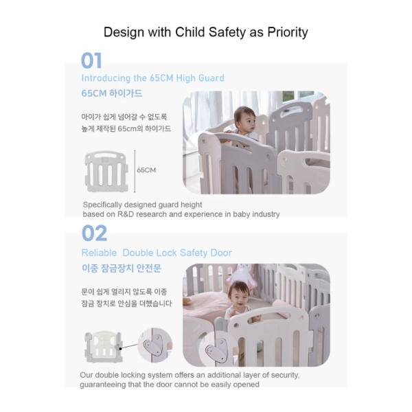 Anuri - Korea Elegant Baby Room Play Yard Baby Safety Fence Guard White 140 x 200 cm - Image 7