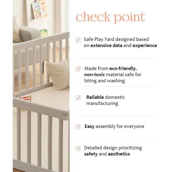 Anuri - Modern Baby Room Play Yard Baby Safety Fence Guard Beige Color 140 x 200 - Image 2