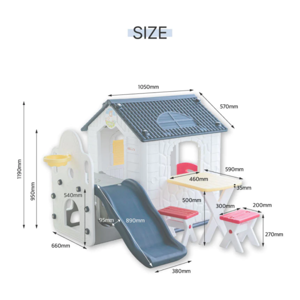 Anuri - Korea Fun Park Play House with Slide | Navy Blue - Image 4