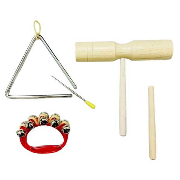 Musical Instruments Alat Music Kayu Tik Tok Two Tone Block Wooden Ring Bell Triangle 6” Ready Stock