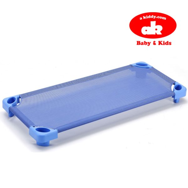 Akiddy - Katil Kanak, Katil Taska, Children Stackable Cot, Kids Mesh Bed Premium Quality - Light Blue