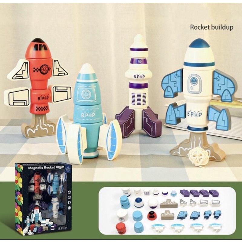 Rocket Magnetic Toys – Rocket Model Block Play Set (4pcs)