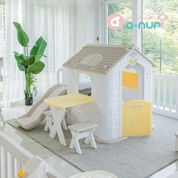 Anuri – Korea Fun Park Play House with Slide | Beige White