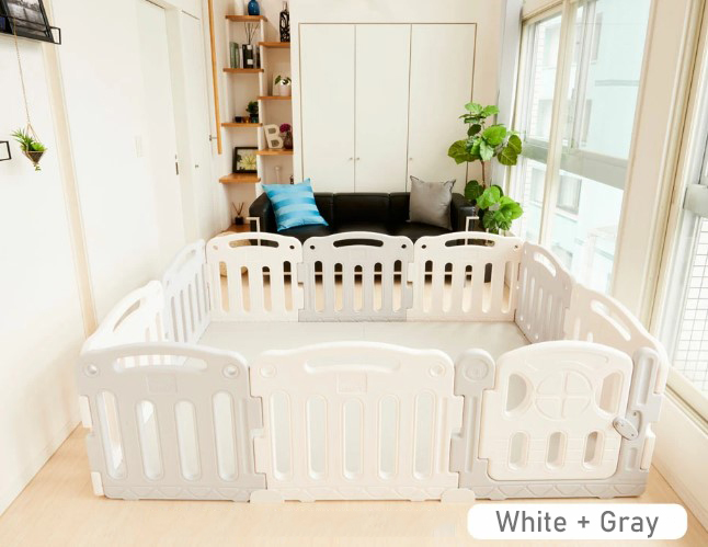 Anuri - Korea Elegant Baby Room Play Yard Baby Safety Fence Guard White + Grey 140 x 200 cm
