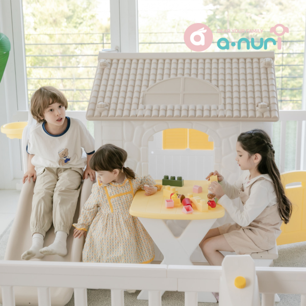 Anuri – Korea Fun Park Play House with Slide | Beige White - Image 2