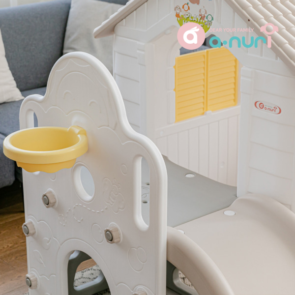 Anuri – Korea Fun Park Play House with Slide | Beige White - Image 4