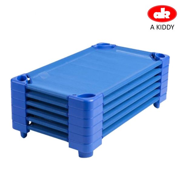 Akiddy Katil Kanak, Katil Taska, Children Stackable Cot, Mesh bed, Premium Quality - Set of 6pcs Made in Taiwan Blue Light Blue