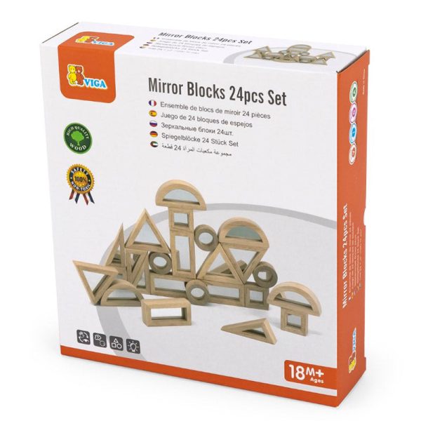 Mirror Blocks Set - 24 pcs - Wooden Blocks Solid Wood - Image 3