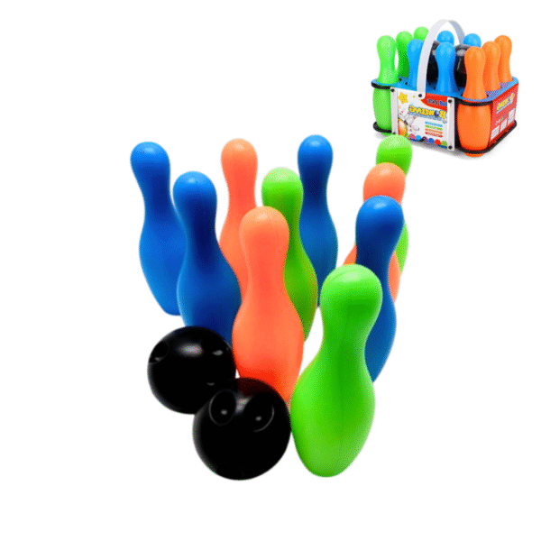 Basket Bowling Playset - 22cm Height Bowling Pins (10pcs) + 2 Bowling Ball