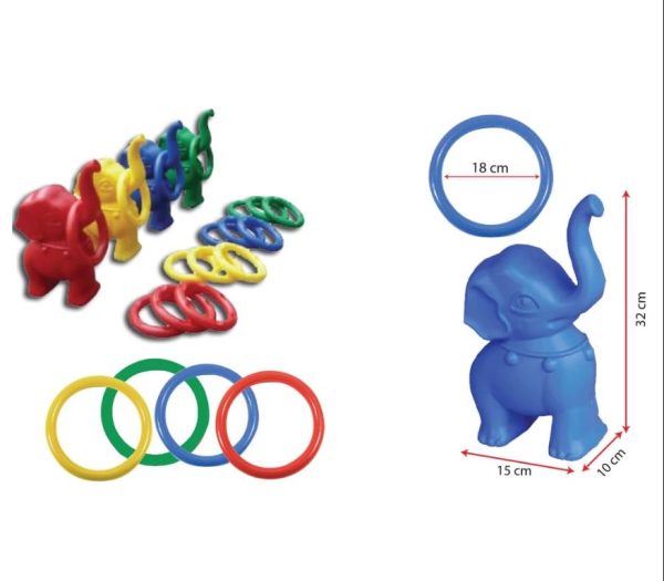 Elephant Ring Toss Toys for Kids (4 Elephants, 16 Rings) - Image 2