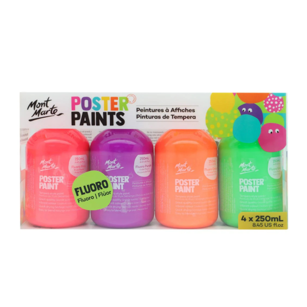 Poster Paint - Fluoro 250ml | Set of 4pcs