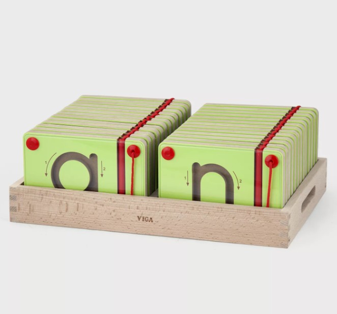 Viga Magnetic Writing Board - Lowercase Shape Set (26 Pcs)| Wooden Alphabet Trace Board