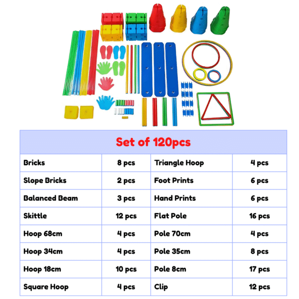 Gross Motorskill set of 120pcs | Sensory Integration Training Equipment Obstacle Course Game for Kids - Image 2