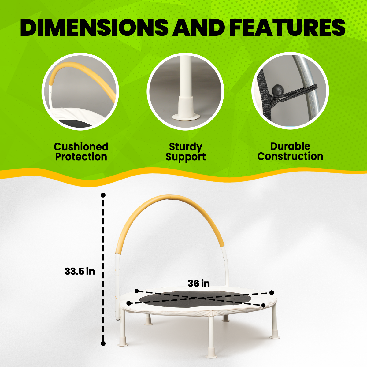 Jumpking Trampoline 36" bouncer with curve handle Ivory White Bouncer - Beige handle foam - Image 13