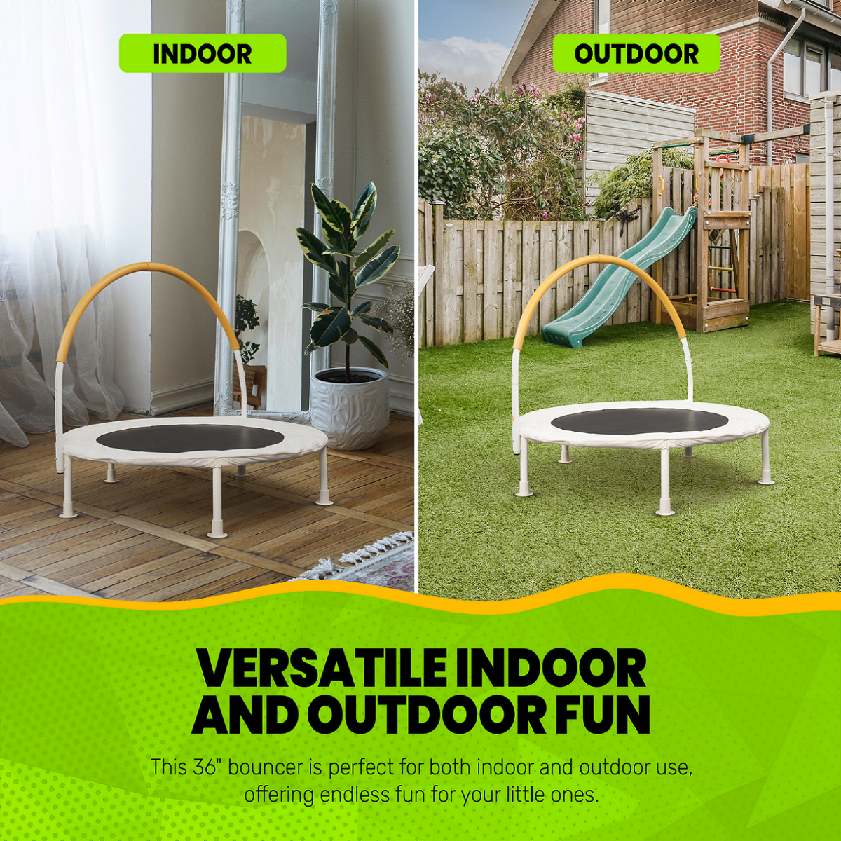 Jumpking Trampoline 36" bouncer with curve handle Ivory White Bouncer - Beige handle foam - Image 11