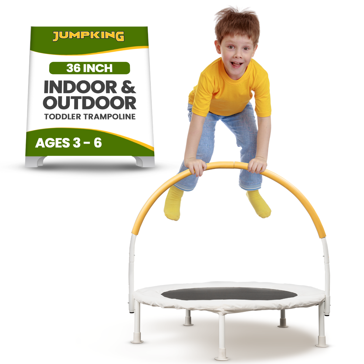 Jumpking Trampoline 36" bouncer with curve handle Ivory White Bouncer - Beige handle foam