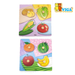 Viga Wooden Knob Puzzle - Vegetables - Fruits