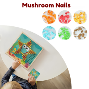 Wooden Pegboard Mushroom Nails Puzzle